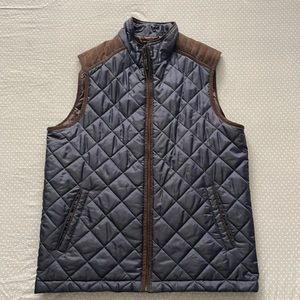 Johnston & Murphy Men’s Small (S) Quilted Vest Shell Navy/Brown 100% polyester